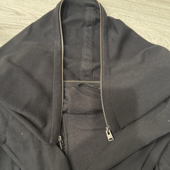 All Saints Black Draped Jacket with Zipper Accents - Picture 2 of 4